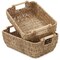 Casafield Set of 2 Water Hyacinth Seagrass Oval Storage Baskets with Wooden Handles - Woven Bin Organizers